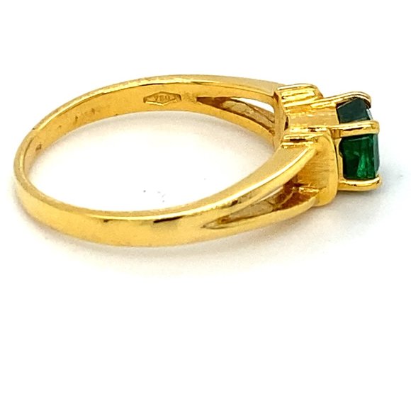 Columbian Emerald .75ct Solid 18K Yellow Gold Ring - Picture 4 of 7